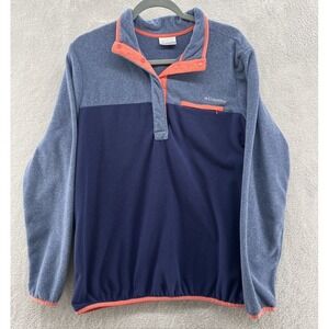 Columbia Sweater Womens Sz XL 1/4 Snap Fleece Pullover Blue & Coral